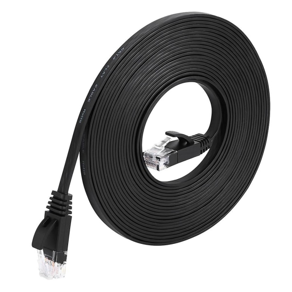 6 Ethernet-kabel Platt Internet Network Patch-kablar Höghastighetsdatortråd Svart Black