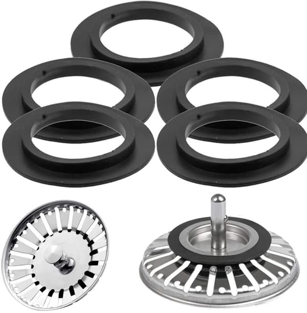 5-pack sink plug seal - outer Ø54mm, inner Ø32mm, elastomer for filter basket and strainer