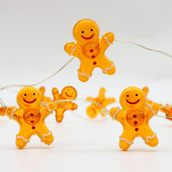 10 in 30LED Julelysstreng Batteri/USB-drevet, Pepperkake-lys med fjernkontroll, Juledekorasjonslys