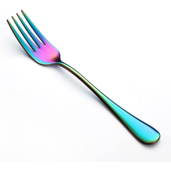Fargerikt Salatgaffelsett med 8 stk, Rustfritt Stål Regnbue Dessertgafler, 8-delt Bestikk Flatware Gaffel