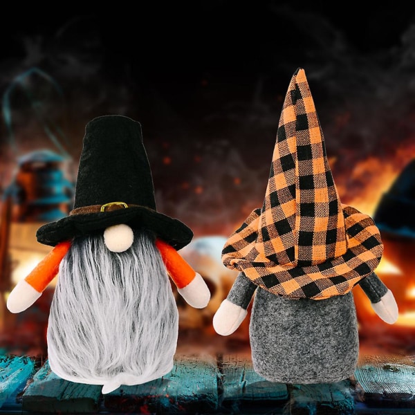 Halloween Heks Dvergdukke Flaggermushatt Gnome Dukkepynt Søt tegneseriedvergalv Hjemdekorasjon Halloween Borddekorasjoner FestrekvisitaC