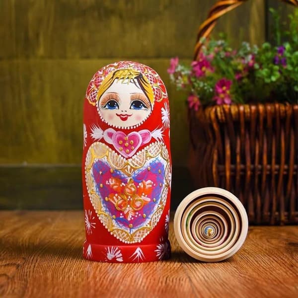 Russiske Matryoshka-dukker, 5-delt sæt, Nesting Dolls, Træ