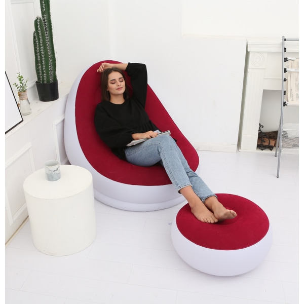 Oppblåsbar Sofa Polyester oppblåsbar camping sofa, sammenleggbare solsenger, luftmadrasser Para Estrenar
