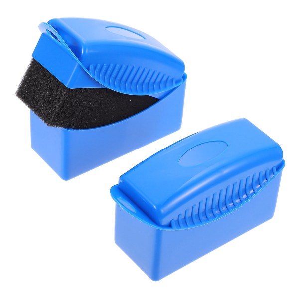 2 stk. Skumrensende Voks Svampapplikator Dæk Applikator Bilhjul Rengøringsbørste Var Applikator Dæk Dressing Applikator Blå 12X7cm