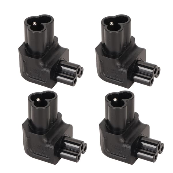 4 stk. IEC320 C6 til IEC320 C5 Strømadapter Plug and Play C6 til C5 Retvinklet 90 Grader Strømadapter til UPS PDU Server