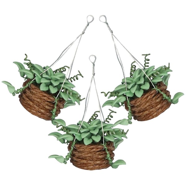 3 stk Miniatyrpynt Møbler Tiny House Plante Dekor Mini Harpiks Plante Dekor Grønn 6.5X2.5CM Green 6.5X2.5CM