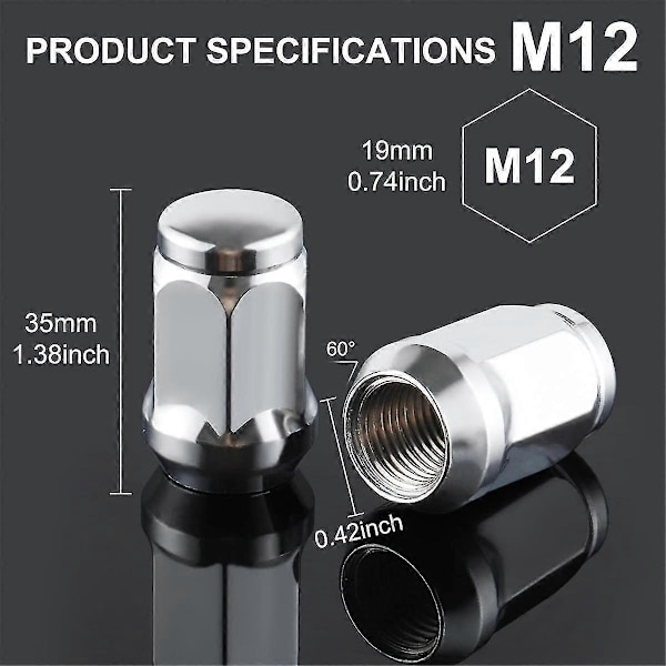 M12x1.5 Hjulmuttrar, Gjuten Design Bulge Acornchrome Hjulmuttrar 12