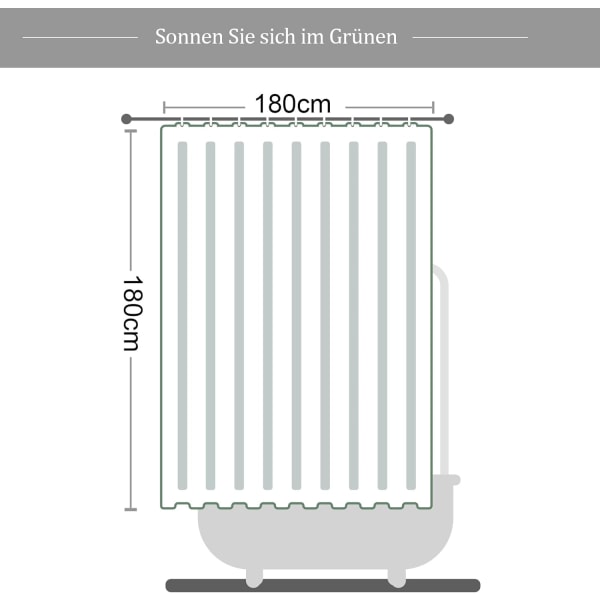 Muldresistent Bruseforhæng 180 x 180 cm Grønne Blade Skildpaddeblade Bruseforhæng Vaskbart og Vandtæt