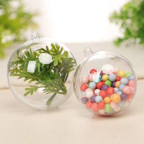 Akryl fyllbare kuler Assortert klare plastpynt Ball juletre dekorasjon (2 stk, gjennomsiktig farge)