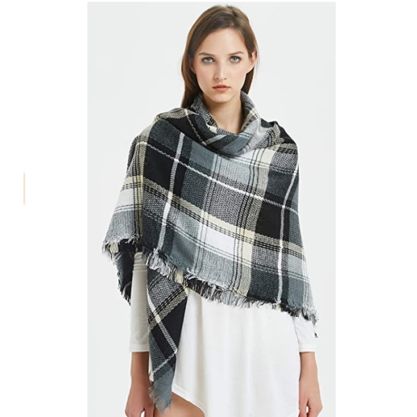 Efterår og vinter imiteret kashmir farverigt plaid firkantet tørklæde dobbeltsidet tørklæde dame sjal farverigt plaid tørklæde 140*140cm (FX-16
