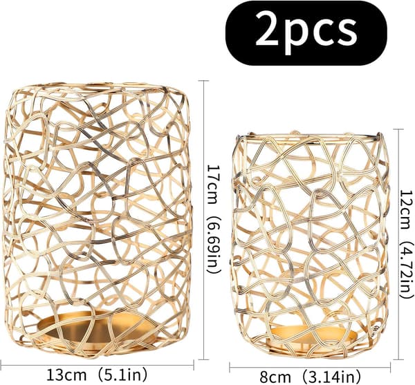 Candlestick Decoration, 2 pcs Metal Candlesticks Hollow Approx