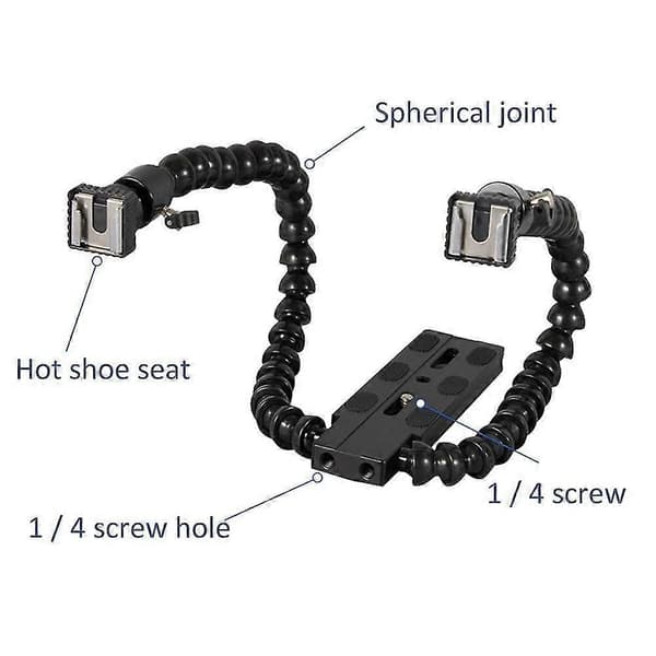 Fleksibelt Dobbelarm Blitssko Feste Holder For Makrofotografering Kameratilbehør