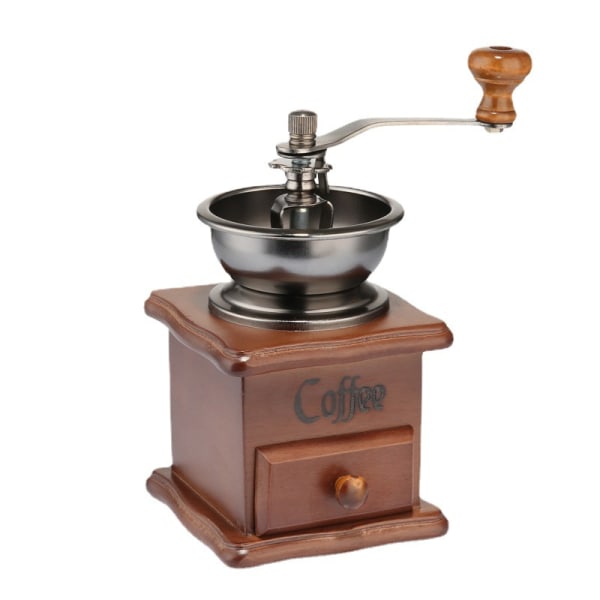 Manuell kaffekvarn, manuell kaffekvarn med justering, handkvarn av trä Manuell kaffekvarn