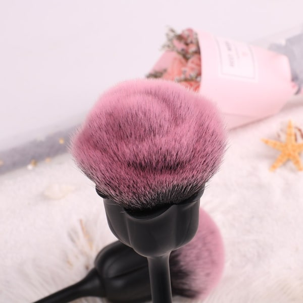 Roseformet neglestøvbørste, neglebørsteblusher med langt skaft Løs pulverbørste Makeup & Manicure støvfjernerbørste til rengøring