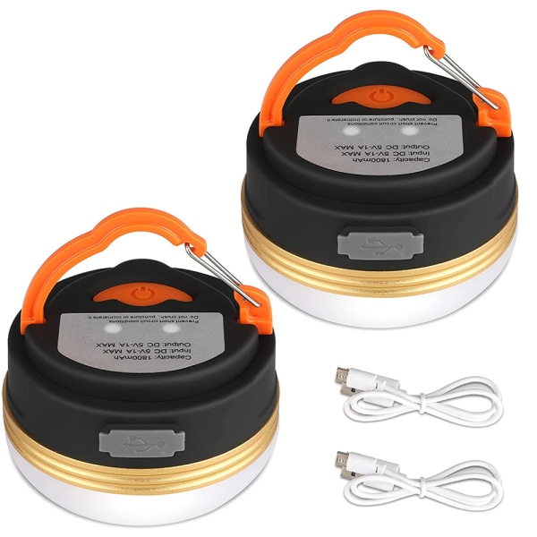Campinglanterntältlampor Uppladdningsbart batteri, vattentät, magnetisk bas, 3 ljuslägen med USB kabel för camping[2 Pa
