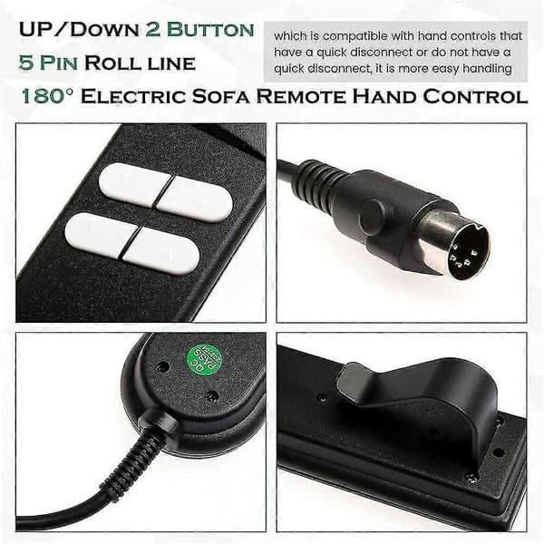 Electric Recliner Remote Control, 4-Button Replacement for OKIN LIMOSS Pride Golden Berkline, 5-Pin