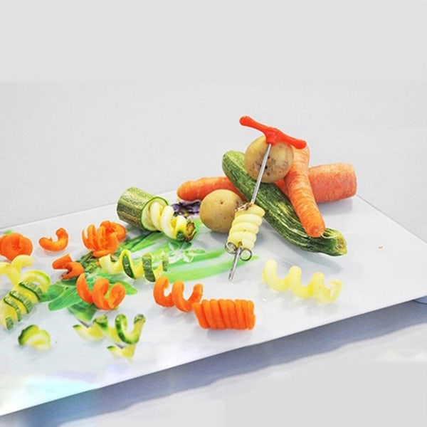 2-pack Grönsaks Spiralizer Potatis Spiral Skärare Skedstöd Matförvaringsbehållare Disktrasa Hållare Hackare