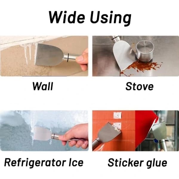 Stainless Steel Cleaning Scraper, Multifunctional Grill, Stove, and Refrigerator Ice Scraper for Kitchen Use