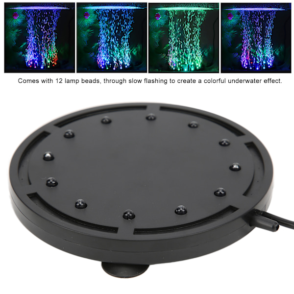 Q12 Akvarium Boblelampe Fisketank Landskabsbelysning LED Dykkerlampe Iltberigelsesplade 100‑240V EU-stik
