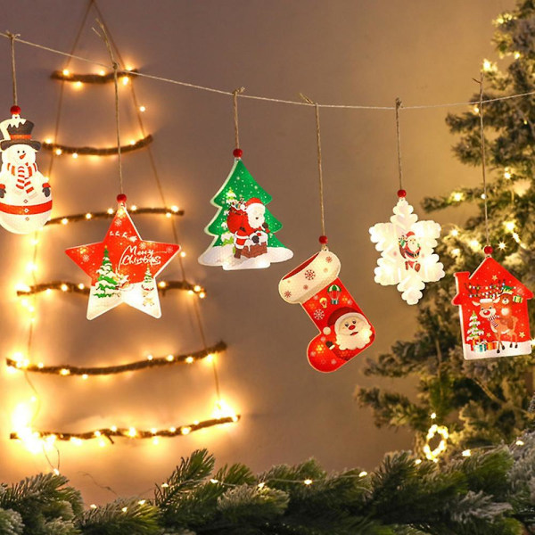 6 Pack juletrepynt Led-lys Lysende anheng Ornamenter Holiday Decor Gaver