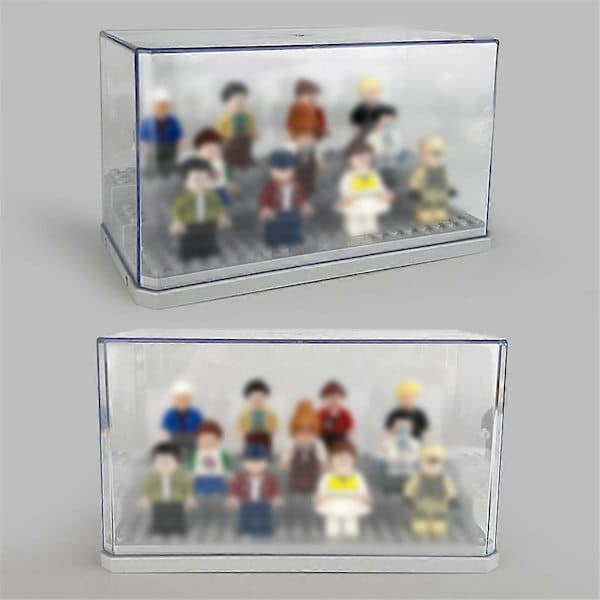 Mini Figure Display Box, Stackable Dustproof Building Block Display Box for Action Figures Toys As Shown