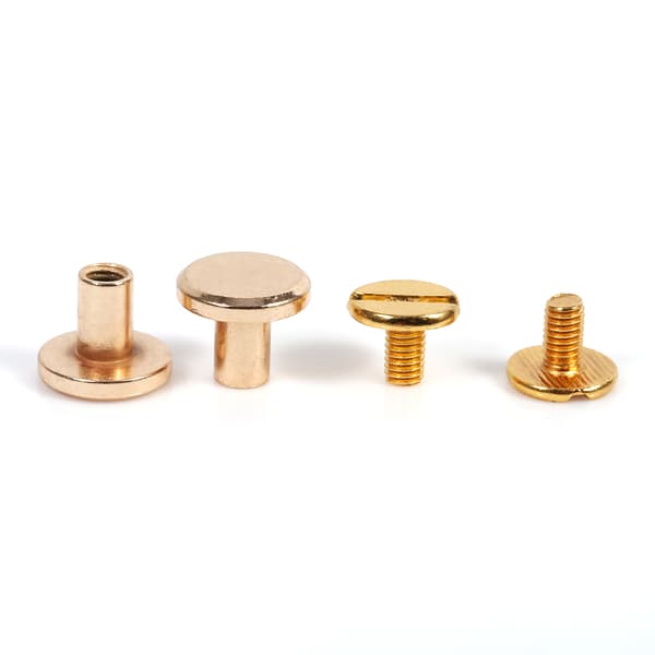 Solid Brass Button Screw Rivet for Leather Belt DIY Gold 10 Sets 5mm 6.5mm 8mm