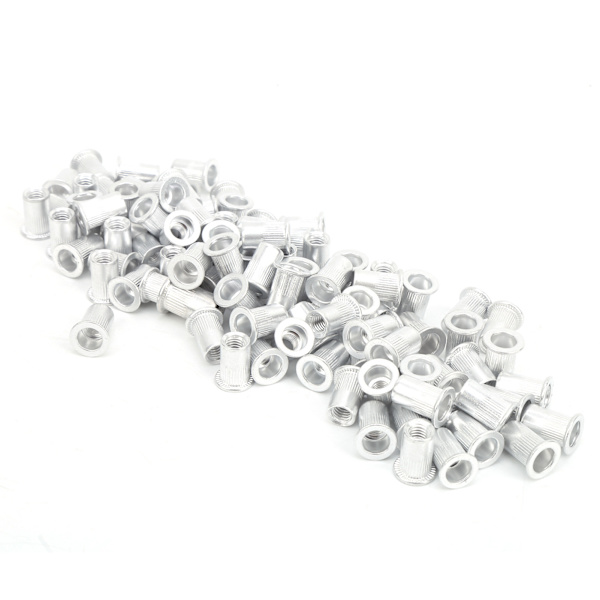 Aluminium Flat Head Rivet Nuts 100 Pieces