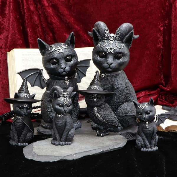 Heksehat Okkult Kattefigur, 13,5 cm, Sort