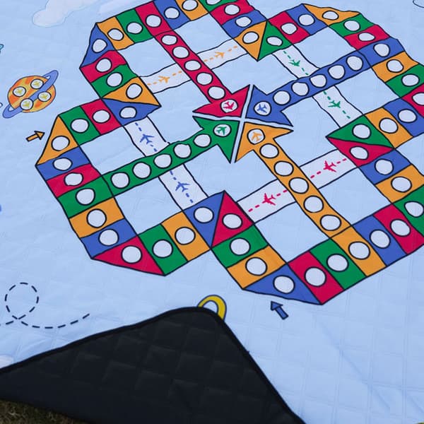 Flying Chess 2 in 1 Picnic Blanket 200 x 200 cm Waterproof Large Beach Blanket with Handle Machine Washable Camping Mat Suitable for