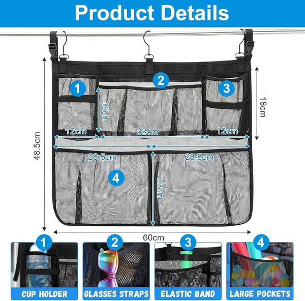 Pool Storage Bag - Removable Storage Net - For Inflatable Toys - Black
