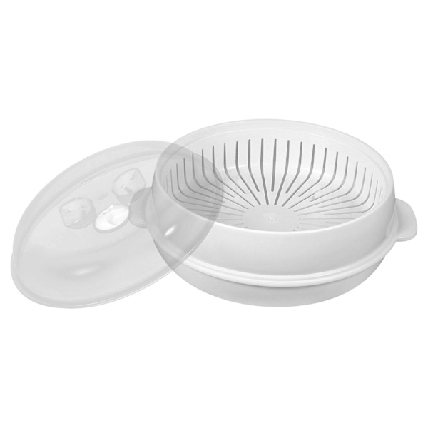Mikrovågsugnsångkokare Grönsaksångkokare Köksmatlagning Mikrovågsugnsångkokare Vit 25,5X22,5X9CM