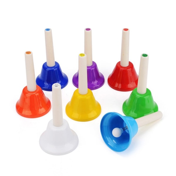 8 toner Färgglada metall handklockor Slagverk Musikinstrument för barn Barn