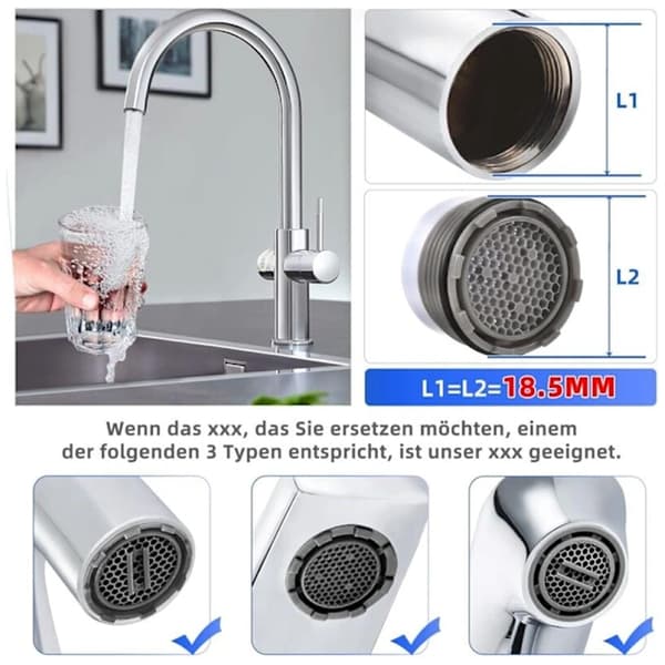 External Threaded Faucet Aerator, Water Saving Faucet Insert, Including 2 Aerator Keys, Suitable for Kitchen and Bathroom Faucets. 6-Pack