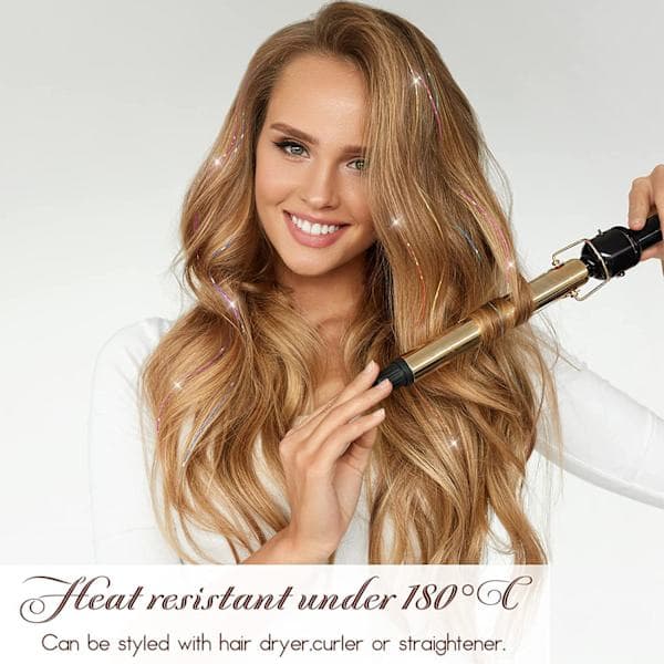 Clip-in Hår Glitter Extensions Sæt til Halloween Cosplay Fester Lyserød Light pink