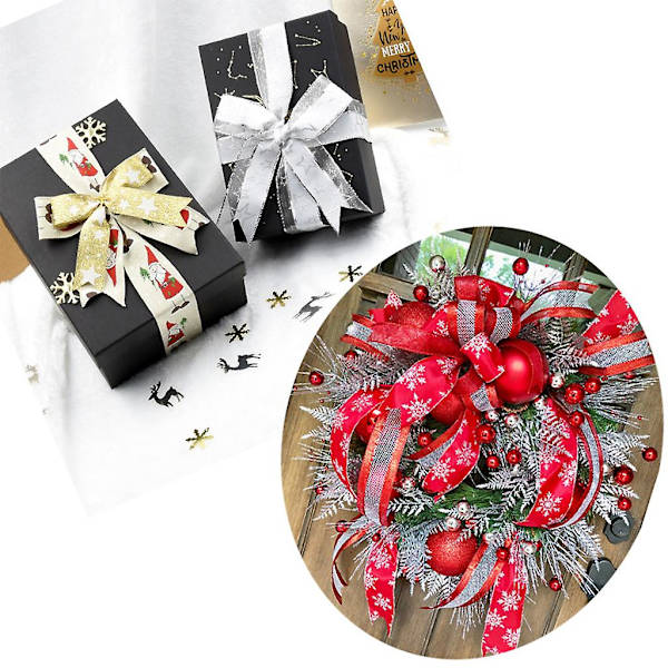 10m Trådforbundet Julebånd Polyester Transparent Glitter Farverige Snefnug DIY Håndværk Grøn