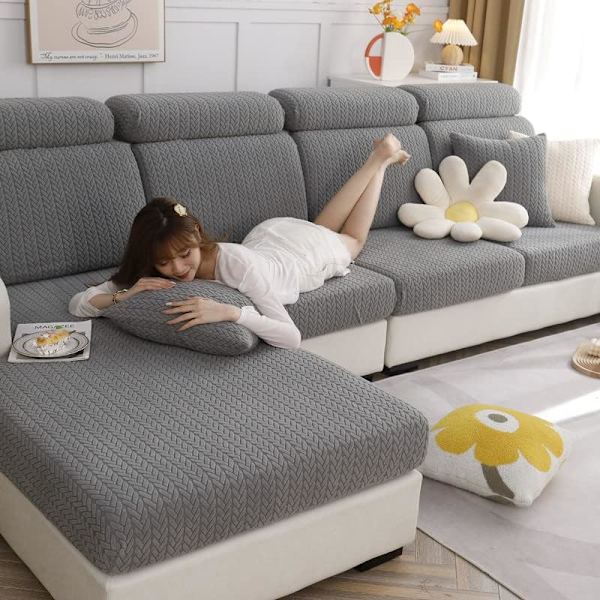Sofa Siddepude Betræk - Universal Stretch Sofabetræk Sofapudebetræk L-Form, Blødt Sofa Siddepudebetræk Sofachaiselongbeskyttelse