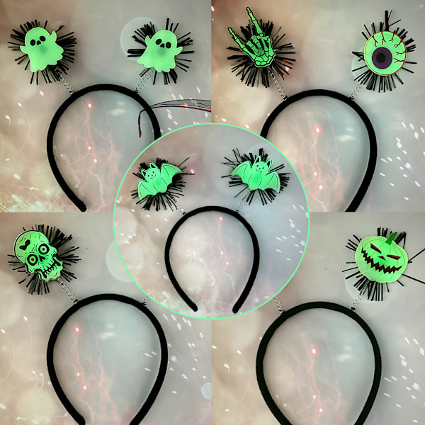 5 stk Glow in Dark Halloween Hodebånd Hodeplagg Glow in Dark Hårbånd for Halloween Hodeplagg Fint Klesfest Tilbehør