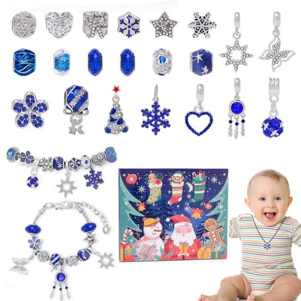 Jul Adventskalender Armbåndssæt Blå Serie Julemand 9