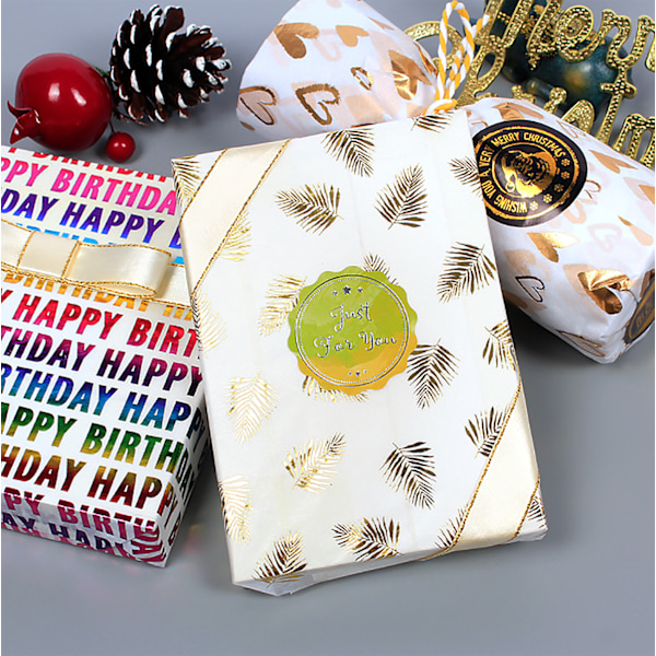 Presentpapper, julklappspapper, 12 stycken 50 * 70 cm (kärlek * 3 + grön * 3 + färgglad * 3 + folie * 3)