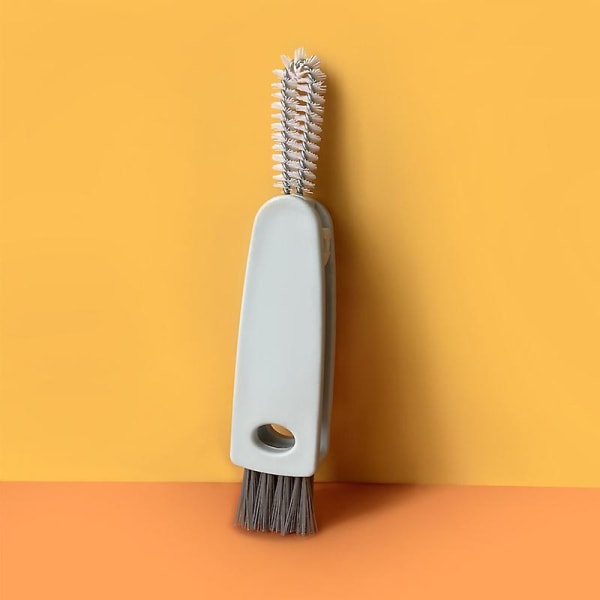 3 i 1 liten rengöringsborste, mini-multifunktionell sprickdetalj borstrengöringsverktyg för vattenflaska cover(3st, orange+vit+grå)