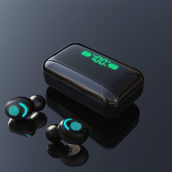 Trådløse ørepropper, Bluetooth 5.0 ørepropper, Sport hodetelefoner ørepropper med batteri ladestasjon Vanntette ørepropper Støydemping Mikrofon
