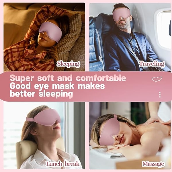 Sovemaske til kvinder Mænd, 3D dybt kontureret øjenmaske til at sove uden tryk Øjendæksler blokerer lys for øjnene med