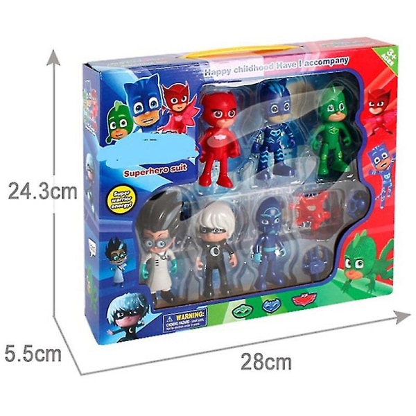 Sæt med 6 pyjamasmasker Catboy Cape Actionfigur Kids Legetøjsgave