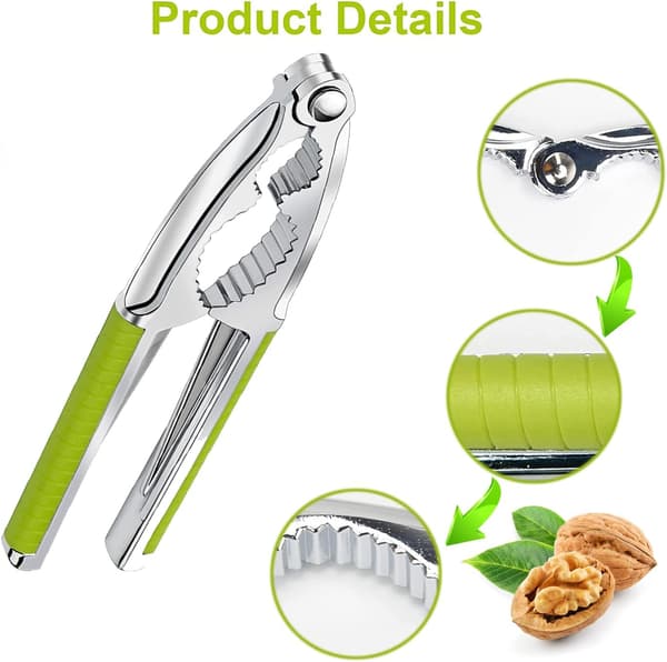 Metal Nutcracker with Non-Slip Handle, Heavy-Duty Walnut Opening Tool for Hazelnuts, Brazil Nuts, and Other Hard-Shelled Nuts