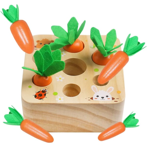 Puiset lelut 1 2 3 -vuotiaille baby ja tytöille, Montessori-lelu porkkanakorjuupeli Muoto- ja lajittelupalapeli