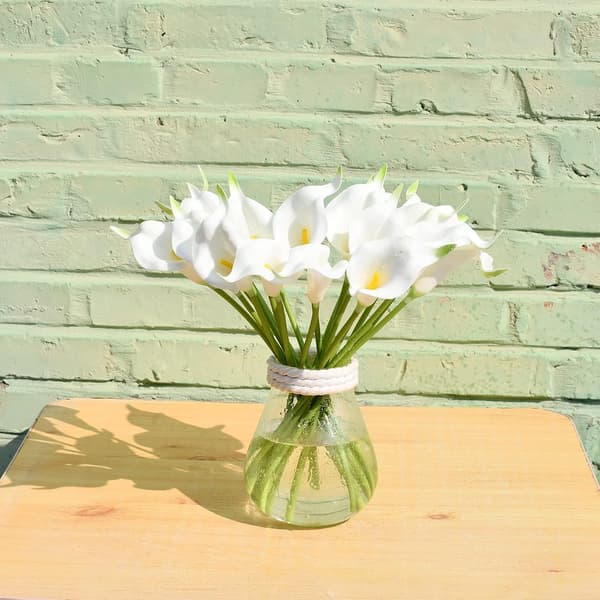 20 stilke kunstige rene calla liljer silkeblomster til hjemmekøkken