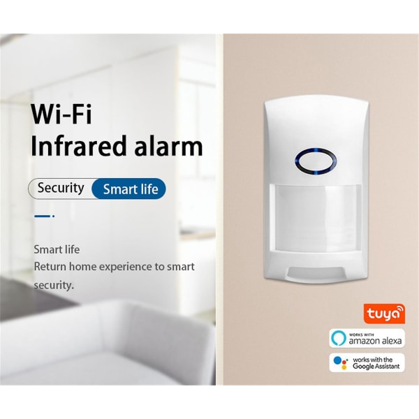 Tuya Smart Wifi Infraröd Detektor PIR Rörelsesensor Människokropps Induktion Alarm Vit White