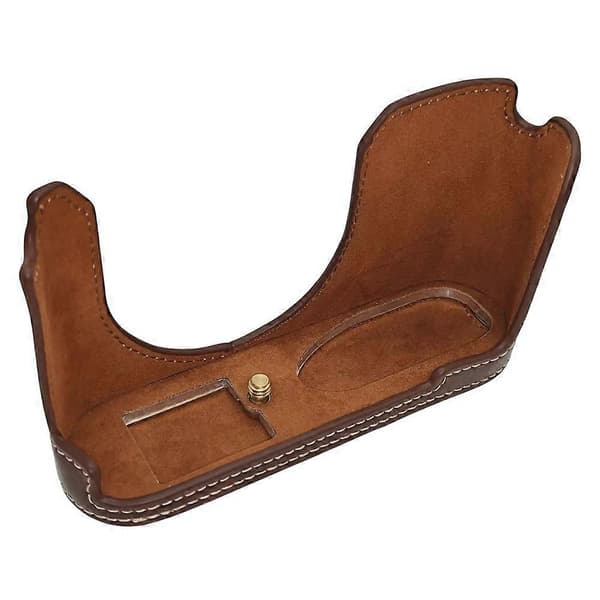 Leather Case with Bottom Opening for Leica Q3 Camera, Easy Battery Replacement - Brown