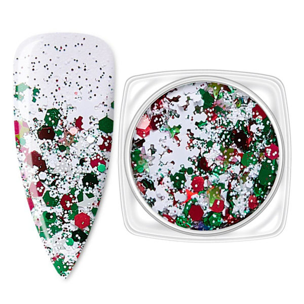 Julklappssnöflingor Nagel Sekvenser Glitter Naglar Glitter Vinter DIY Nageldekaler