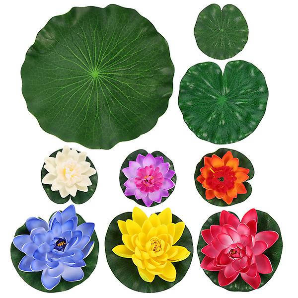 9 st Simulerade Flytande Lotus Konstgjorda Blommor Verklighetstrogen Landskap Näckros 28X28X0.1CM